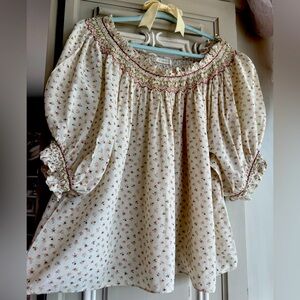 DOÉN 🍂 Smocked “ANNALISE” Ditsy Floral Blouse, RARE, Size XL